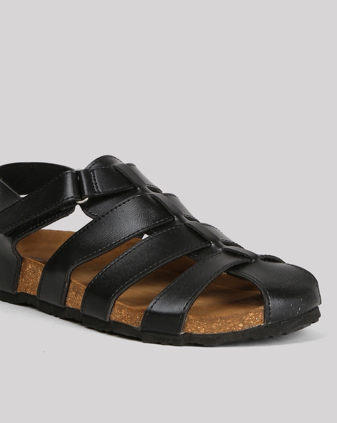 Buy Metro Mens Black Flat Casual SandalsMetro Men Black Leather Sandals  online