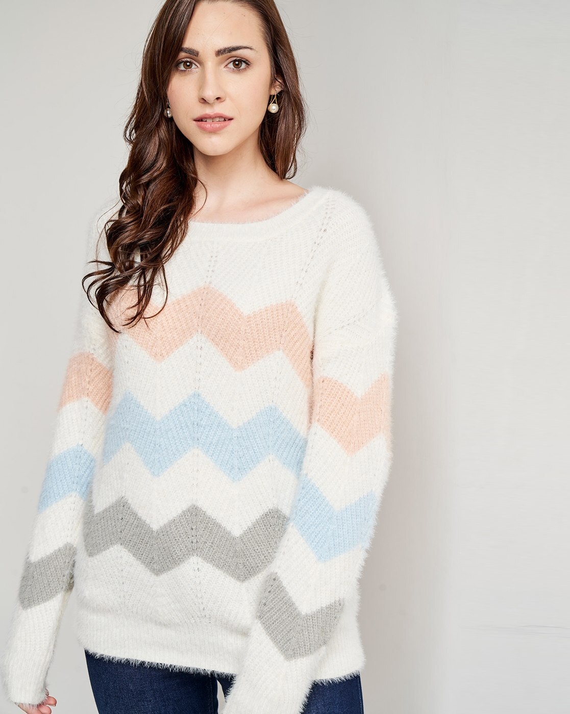 Buy White Longline Tunic With Crochet Bralette, Knitted Merino