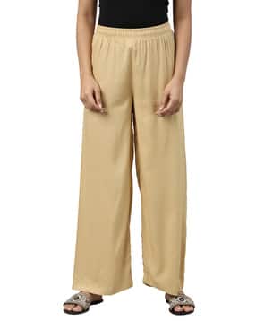 go colors Palazzos with Elasticated Waistband & Insert Pockets-picture-41