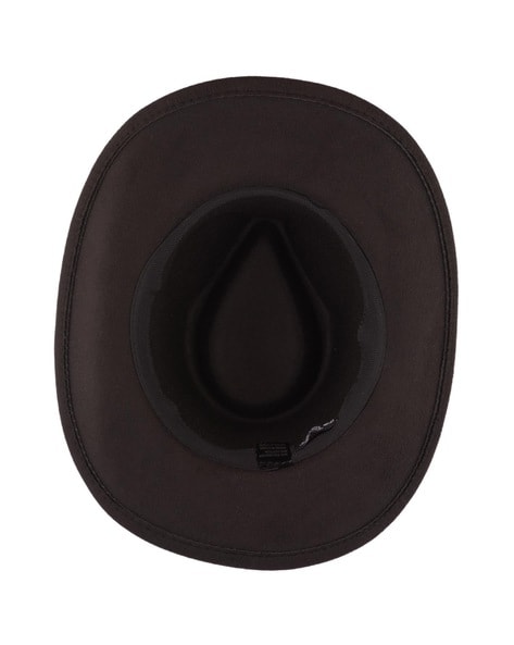 THE TIE HUB Men Belated Fedora Hat with Upturned Brim For Men (Black, OS)