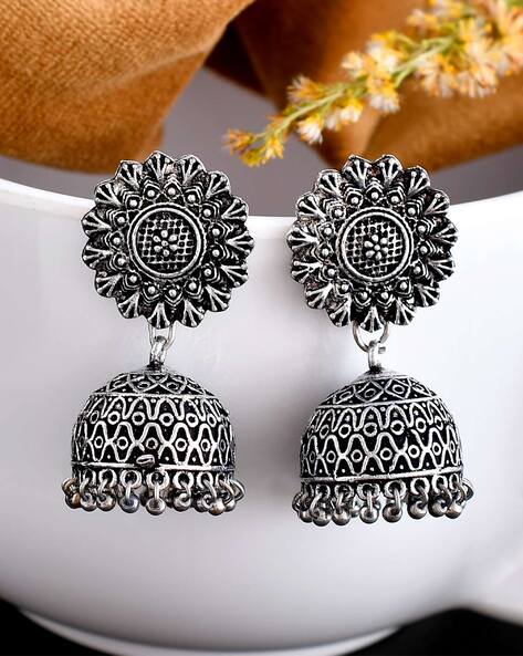 Buy silver outlet jhumkas online