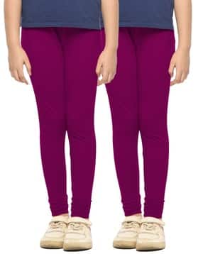 lyra Pack of 2 Girls Cotton Elastane Stretch Slim Fit Leggings-picture-12