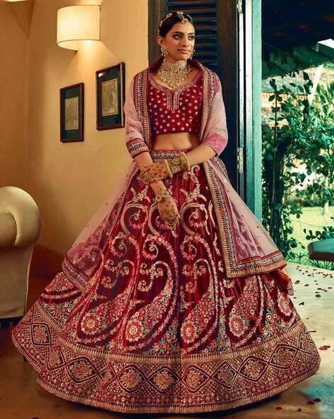 Buy online Brocade Flared Lehenga With Dupatta from ethnic wear for Women  by Warthy Ent for ₹2329 at 67% off | 2024 Limeroad.com