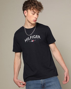 Regular Fit Logo Print Crew-Neck T-Shirt