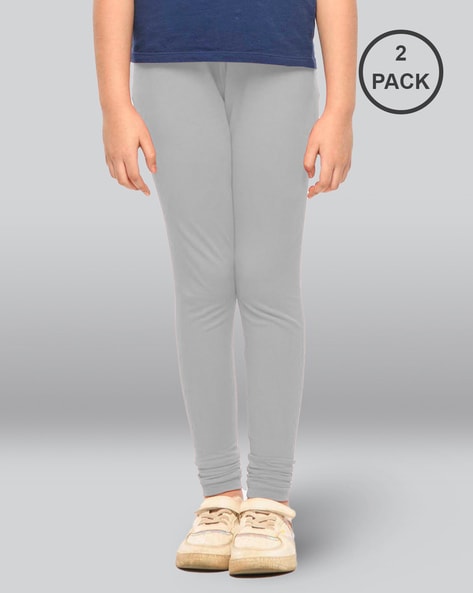 Buy Grey Melange Leggings for Girls by LYRA Online