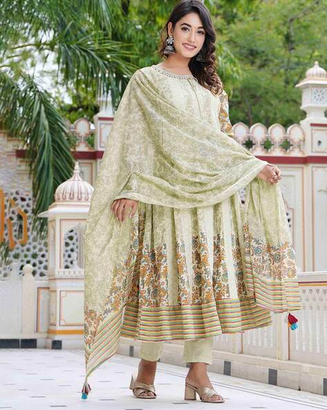 Embellished Embroidered Anarkali Kurta Set with Dupatta Price in