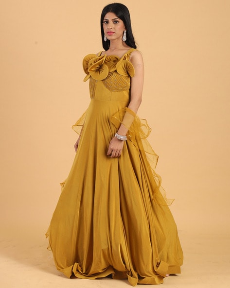 Golden yellow outlet gown