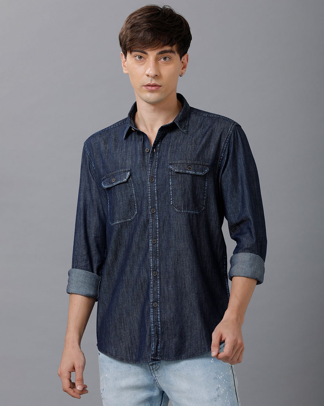 JACK & JONES Men Washed Casual Blue Shirt - Buy Light Blue Denim JACK &  JONES Men Washed Casual Blue Shirt Online at Best Prices in India |  Flipkart.com