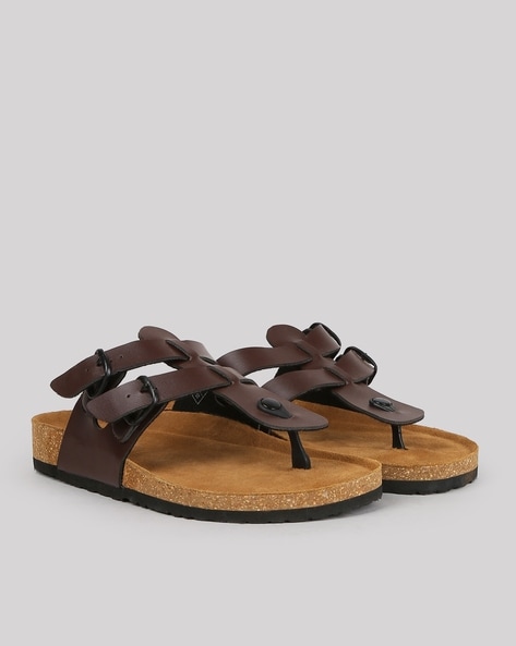 Buy Carlton London Solid Brown Sandals Online