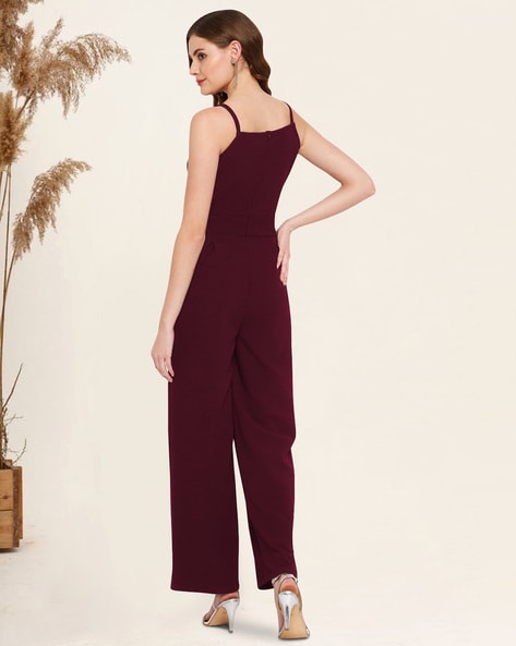 Strappy Sleeves Jumpsuit with Waist Cut-Out