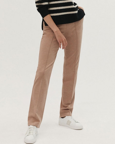 Beige Straight Fit Pants