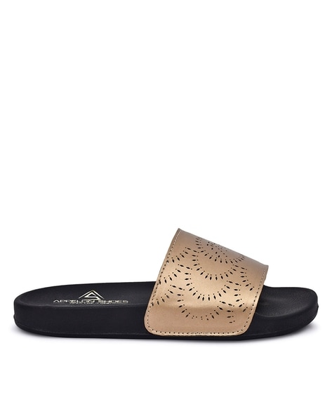 Gold 2025 leather slippers