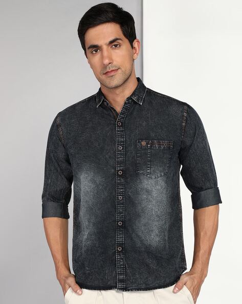 Buy 18+ Men Light Blue Denim Casual Shirts (S) Online at Best Prices in  India - JioMart.