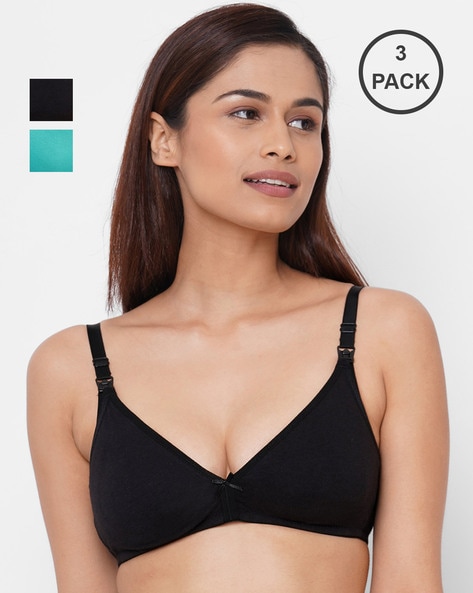 Buy Black, Black, Peacock Green Bras for Women by Inner Sense