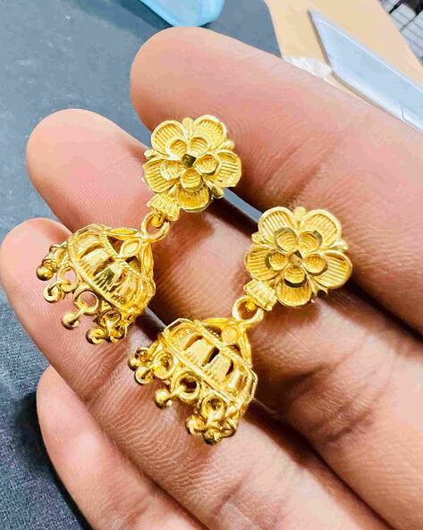 Buy Trendy New Small Gold Jhumka Designs Buy South Indian 1 Gram Gold  Jewellery Online