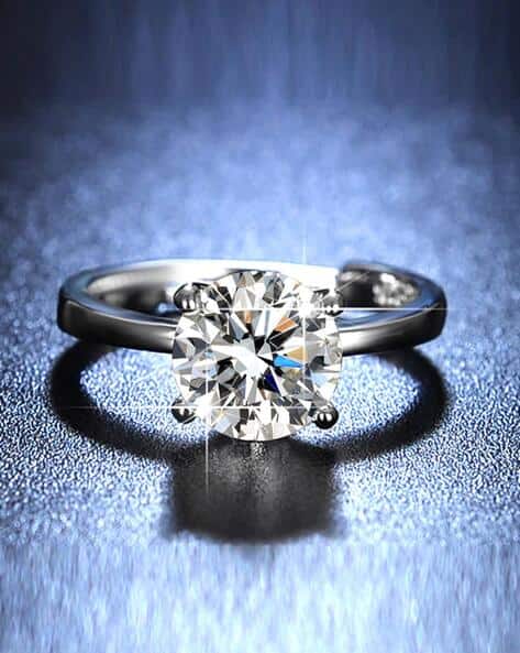 Silver-Plated Crystal-Studded Adjustable Ring