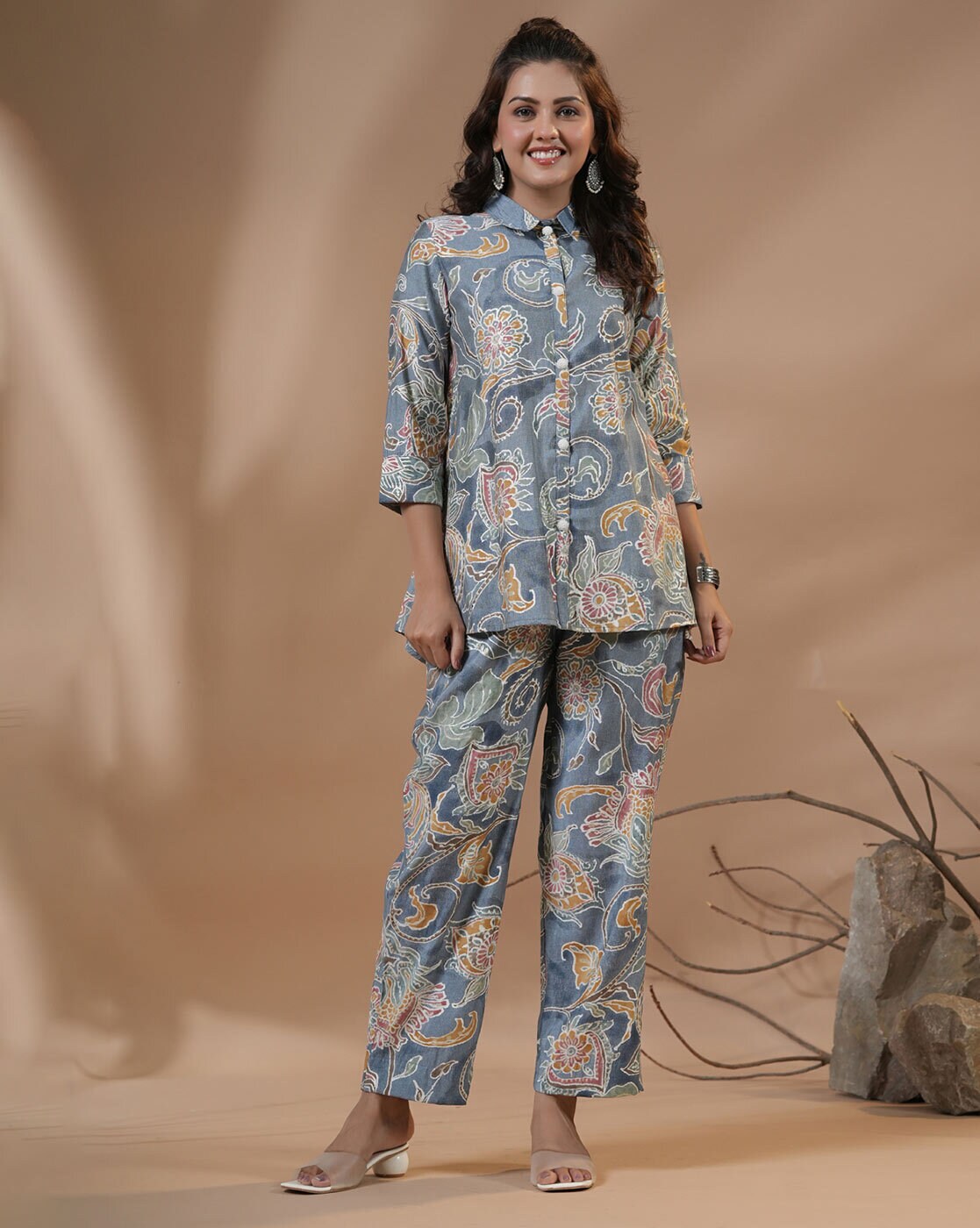 Beigh And Blue Printed Cotton Night Suit Set, 1 Top And 1 Pajama, Size:  Large at Rs 1249/set in Jaipur