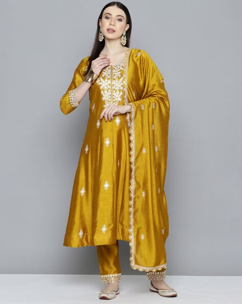 Buy Mustard Kurta Suit Sets for Women by KVS FAB Online