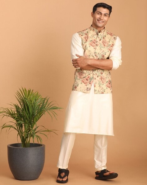 Buy Men's Ethnic Wear Kurta Set With Nehru Jacket