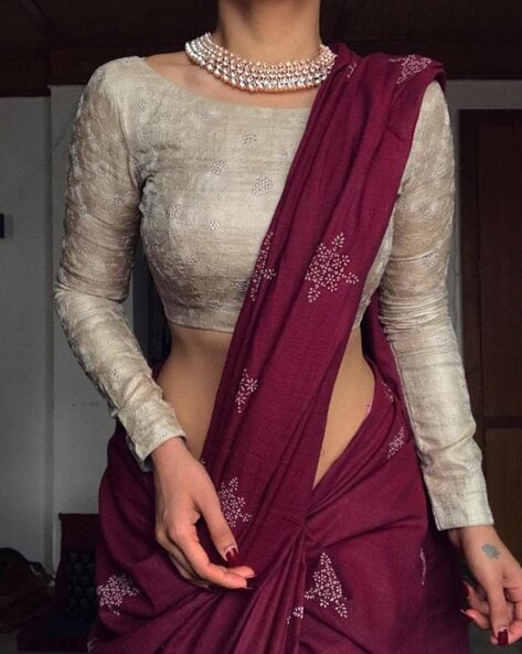 Block Print Saree with Tasseled Pallu 