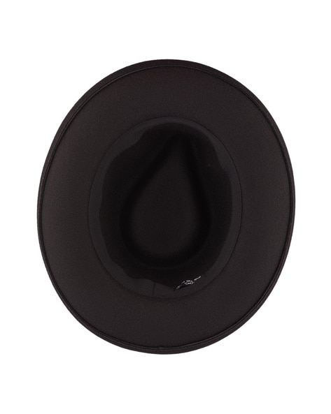 THE TIE HUB Men Belted Fedora Hat with Wide Brim For Men (Black, OS)