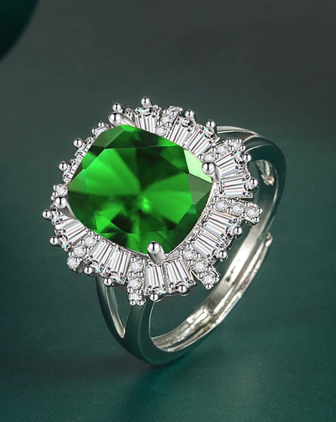 Buy 92.5 Sterling Silver Pear Shaped Ring Studded With A Emerald Green  Synthetic Stone KALKI Fashion India