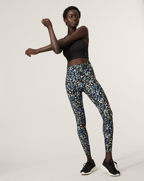 Floral Print Athletic Black Leggings for Women by Nike