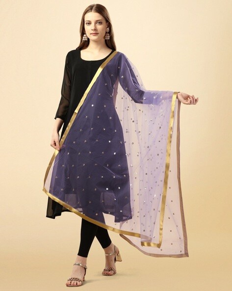 Embroidered Net Dupatta with Border Price in India
