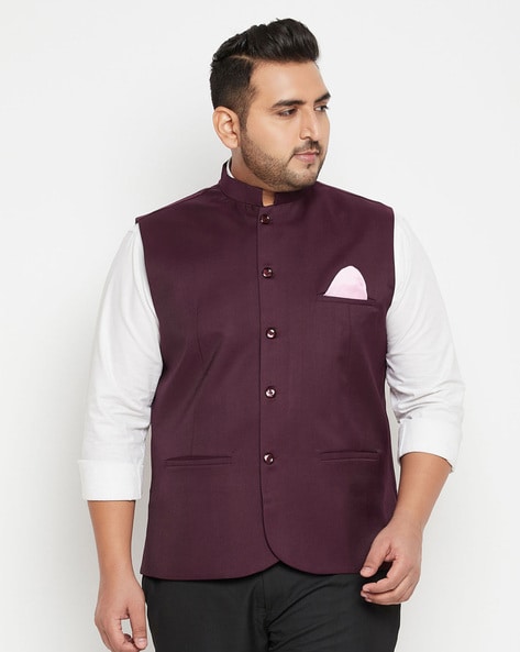 Buy Men Textured Maroon Casual Nehru Jacket Online - 398265 | Allen Solly