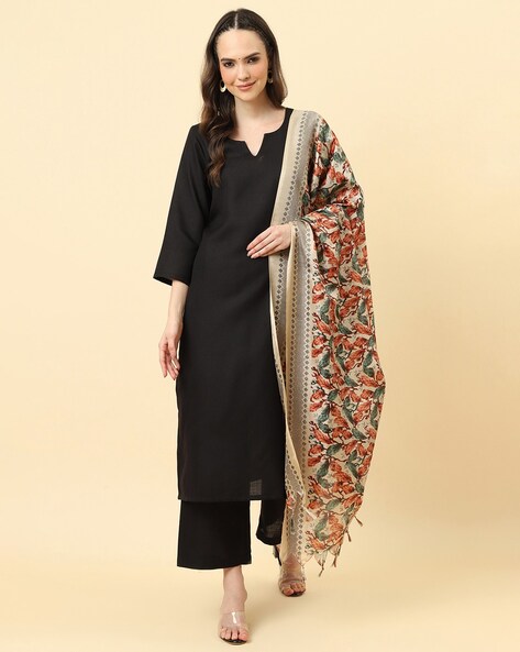 Printed Dupatta with Contrast Border & Tassels Price in India