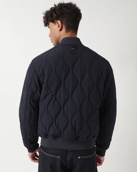 Buy BOSS Water-Repellent Piping Padded Bomber Jacket, Navy Blue Color Men