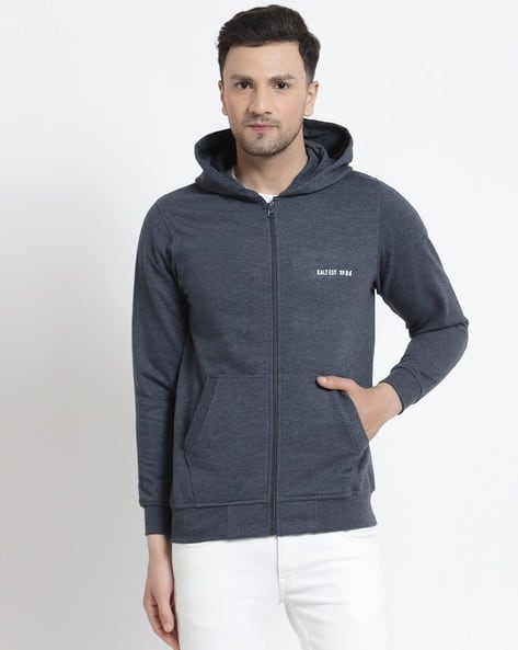 Zip-Front Hoodie with Split-Kangaroo Pockets