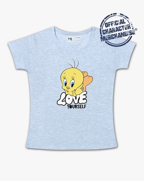 Minute Mirth Tweety Print Round-Neck T-Shirt