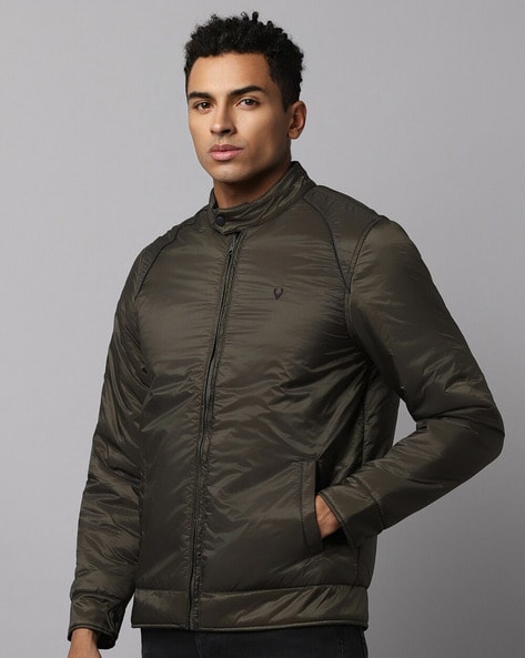 Buy Allen Solly Men Black Patterned Full Sleeves Casual Jacket Online