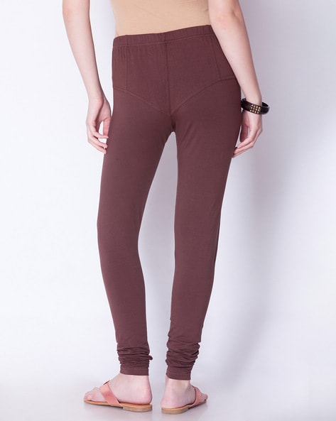 brown solid full length leggings