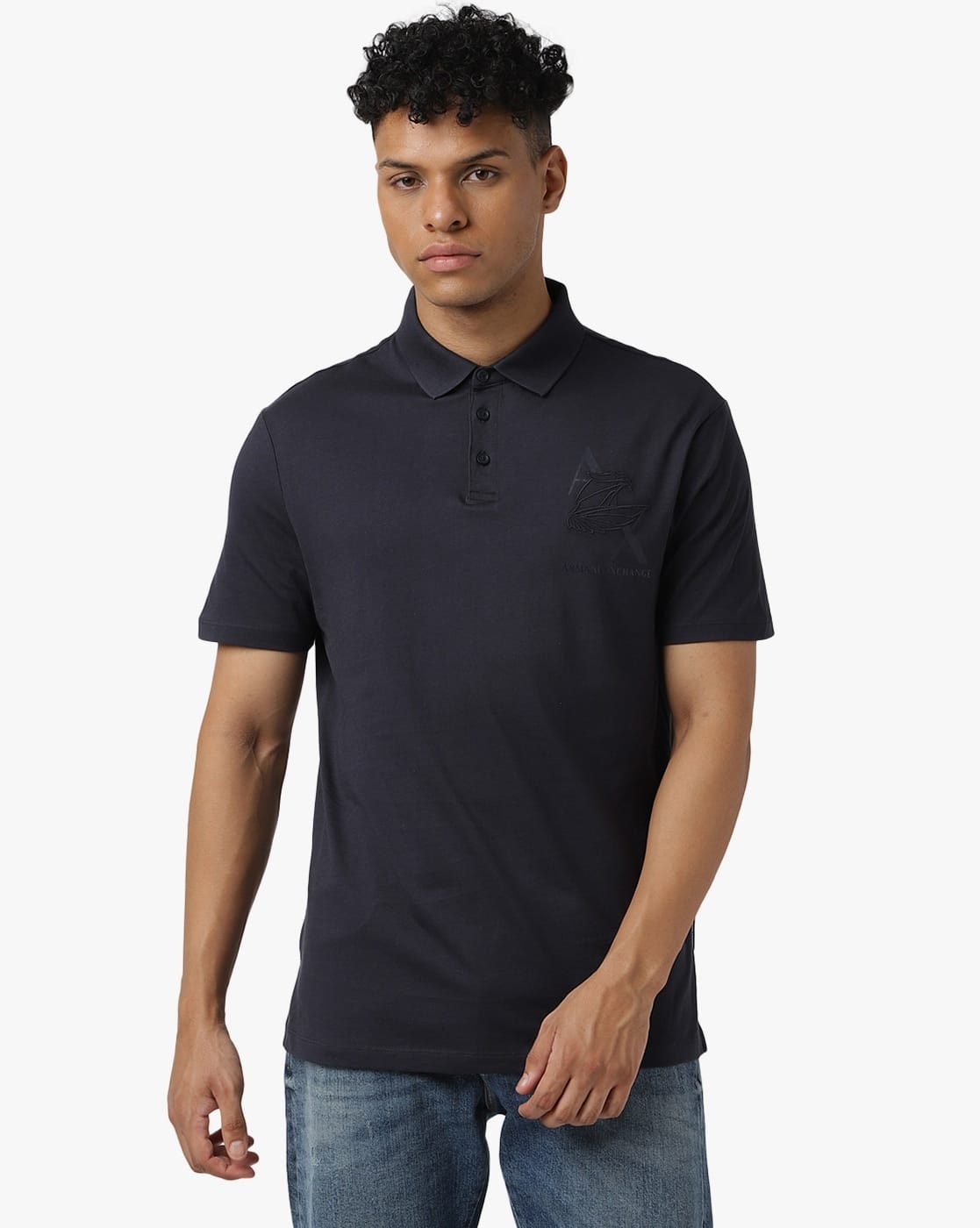 Buy ARMANI EXCHANGE Regular Fit Polo T-Shirt with Online | Ajio.com