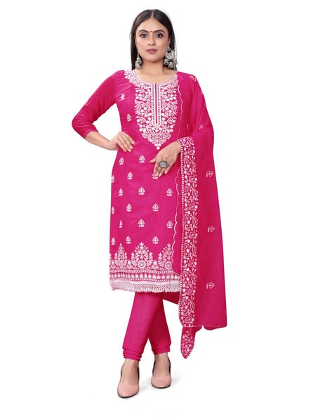 Embroidered Unstitched Dress Material Price in India