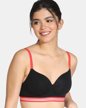 Jockey Padded Non-Wired 3/4Th Coverage T-Shirt Bra - Black