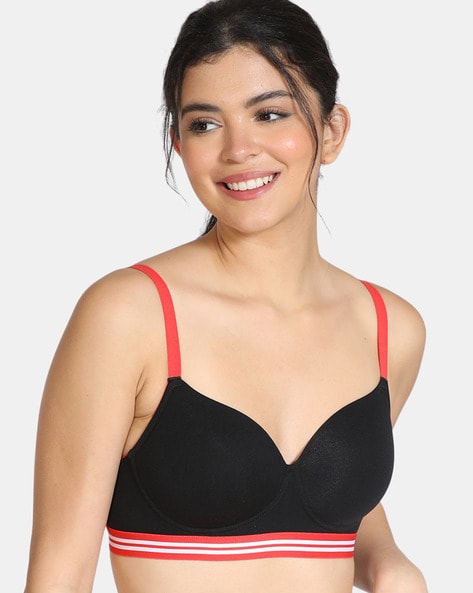 Zivame All That Lace Padded Wired Low Coverage Bra-Black