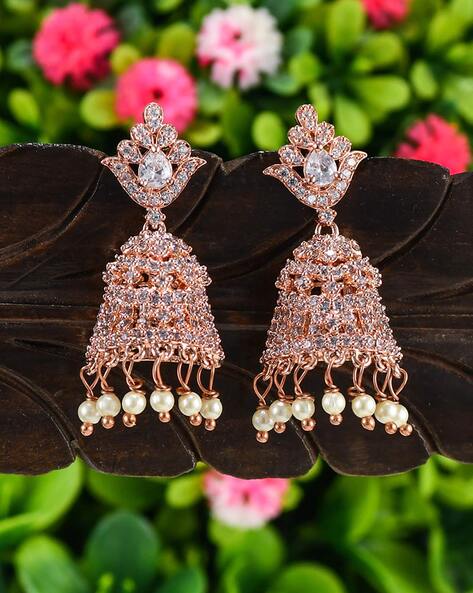 Mint Green Kundan AD Studded Gold Silver Polish Jhumka Earrings