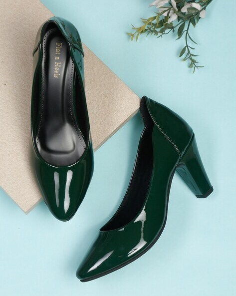 Buy GREEN PU LEATHER POINTED TOE PUMPS for Women Online in India
