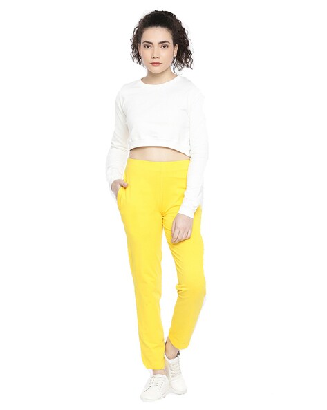 Buy Dollar Women's Missy Pack of 1 Cotton Slim Fit Yellow Color