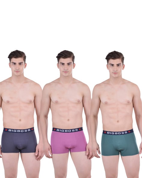 Buy Dollar Bigboss Men's Assorted Pack of 3 Lycra Trunk Online at