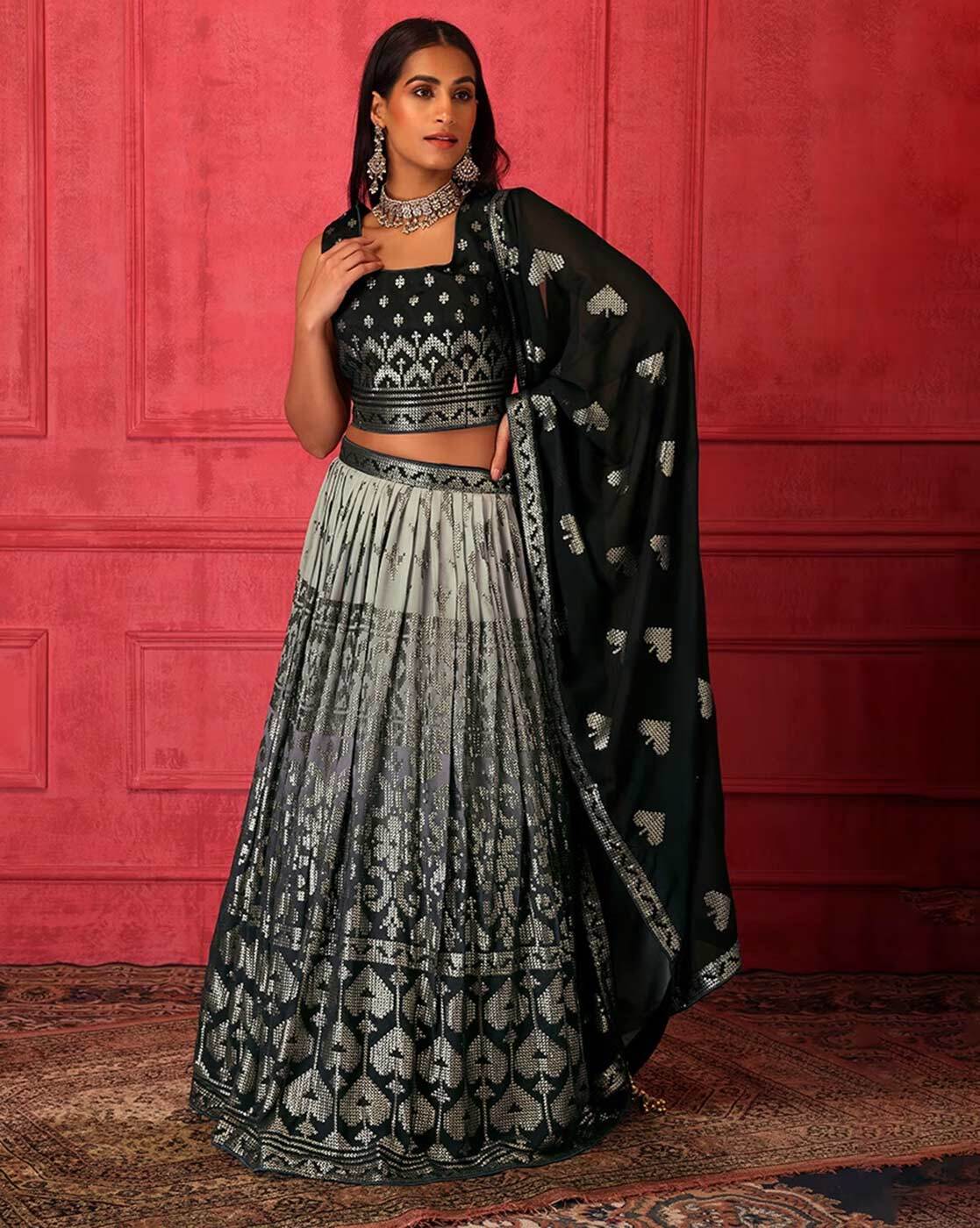 Black and outlet silver lehenga choli