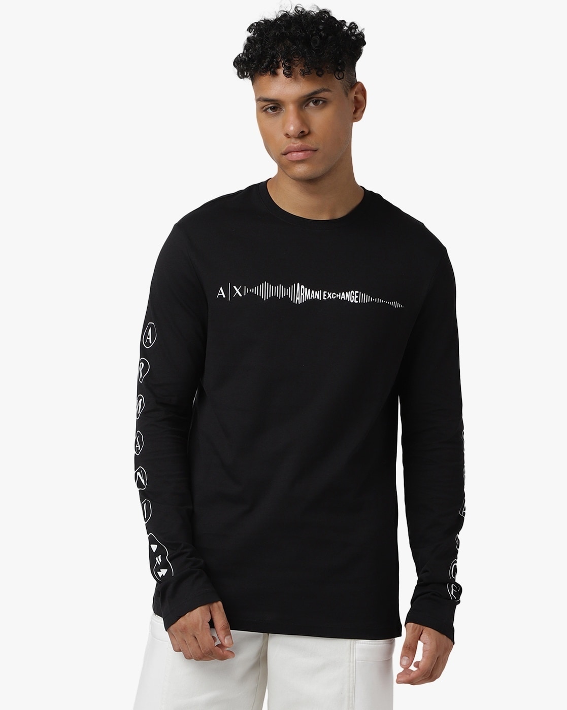 Armani black long shop sleeve t shirt