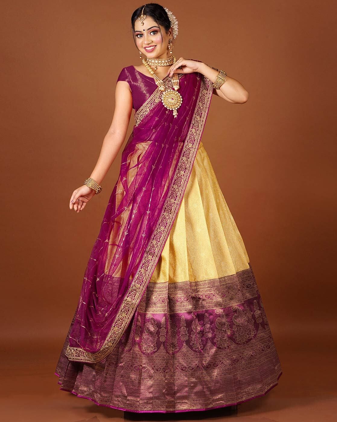 Buy Purple Cotton Round Chanderi Lehenga Set For Women by Naaz By Noor  Online at Aza Fashions.