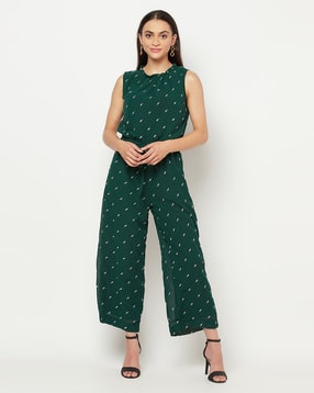 sqew Micro Print Jumpsuit with Tie-Up Waist-picture-41