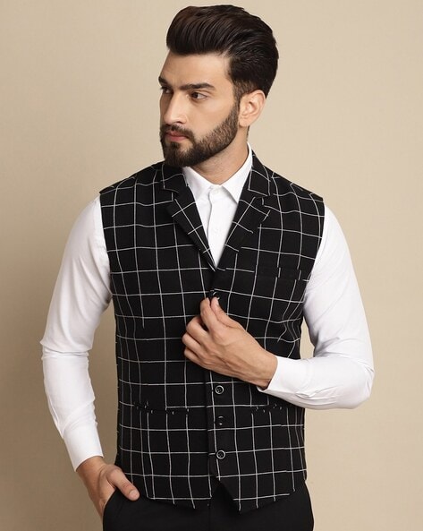 Mens checked waistcoat hotsell