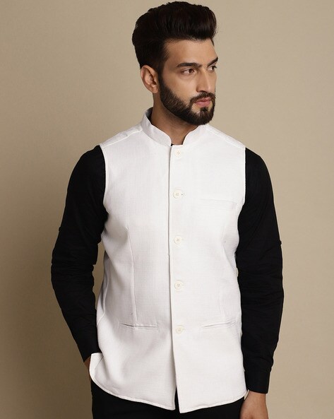 White Men Cotton Nehru Jacket at Rs 900/piece in New Delhi | ID: 22481315348