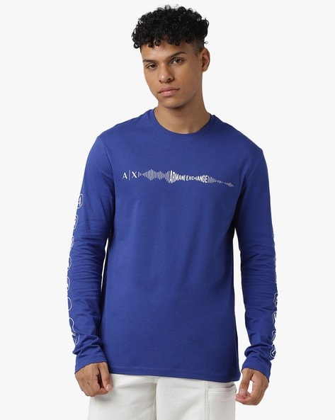 Armani long sleeve shirt on sale blue